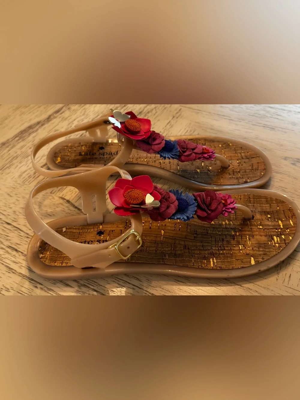 Kate Spade Fatema Floral Jelly Thong Sandals Floral Size 7